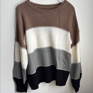 Women’s Sweater - Brown, White, Gray, and Black